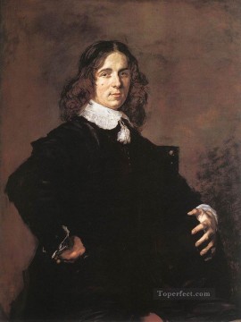 seated man holding a branch Painting - Portrait Of A Seated Man Holding A Hat Dutch Golden Age Frans Hals